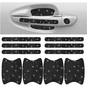 Car Door Handle Protector Bling Sticker Anti-Scratch, Universal Protective Black